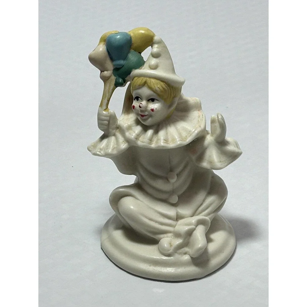 Vintage Ceramic‎ Hand Painted Clown with Balloons Figurine